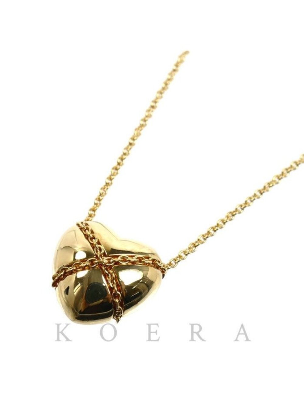 Tiffany & Co 18k Yellow Gold Chain Cross Heart Necklace 46